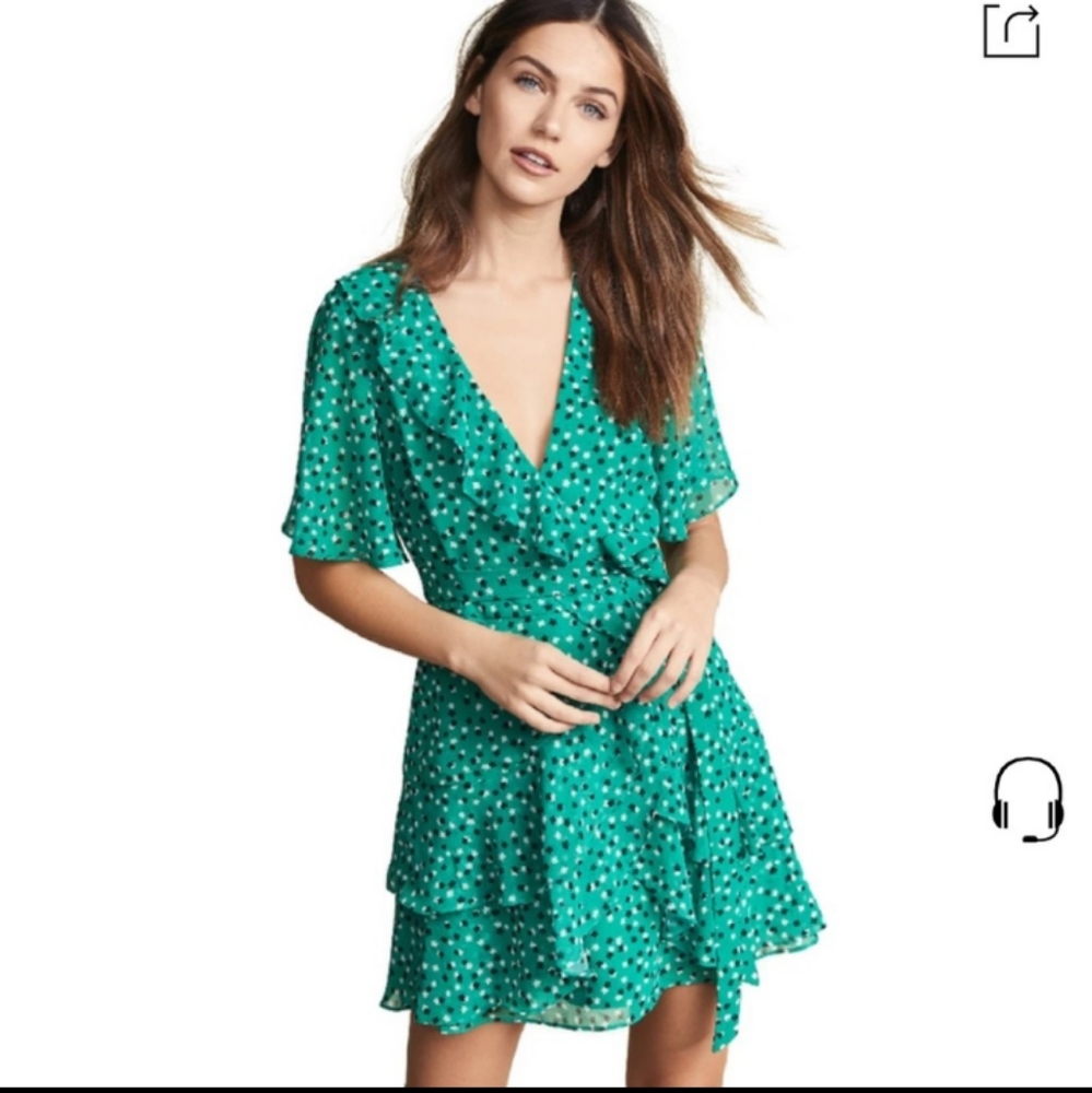 C/MEO COLLECTIVE Loyalties Ditzy Print Green Mini Dress Size S. - Picture 4 of 16